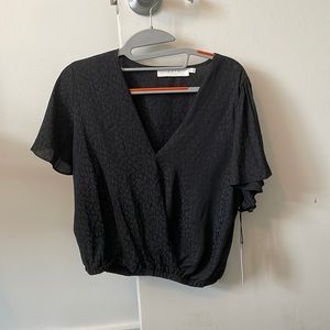 ASTR The Label Black Cheetah Womens Blouse
